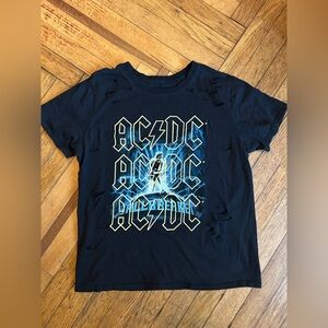AC/DC  Distressed Black and Blue T-Shirt